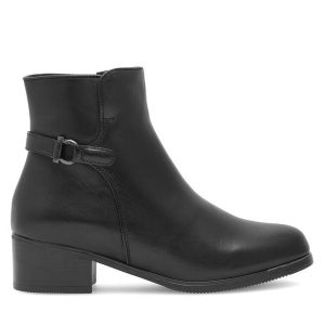 Botki Go Soft. Czarne botki Go Soft, bez wzorów, bez obcasa, na płaskiej podeszwie, bez zapięcia. Za 259,99 zł.