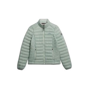 Damska kurtka puchowa Superdry. Szare kurtki Superdry, na zimę, bez wzorów, z puchu, bez kaptura. Za 455,00 zł.