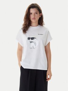 KARL LAGERFELD T-Shirt A2W17115 Biały Loose Fit. Białe t-shirty KARL LAGERFELD, m, bez wzorów, z bawełny, bez kołnierzyka, bez ramiączek. Za 284,99 zł.