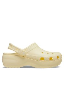Crocs Klapki Classic Platform Clog W 206750 Beżowy. Brązowe klapki Crocs, bez wzorów, z tworzywa sztucznego, bez obcasa. Za 245,65 zł.