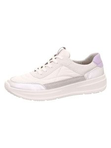 Legero Skórzane sneakersy "Sprinter" w kolorze kremowo-srebrno-fioletowym rozmiar: 40. Brązowe trampki Legero, bez wzorów, bez zapięcia. Za 259,74 zł.