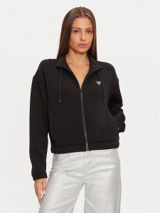 Guess Bluza V4BQ14 K7UW2 Czarny Regular Fit. Czarne bluzy Guess, l, z aplikacjami, z wiskozy, bez kaptura. Za 219,99 zł.