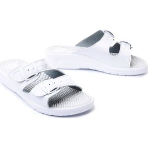 SANITAL FLEX KF-02 biały, klapki profilaktyczne damskie. Białe klapki Sanital-Flex, bez wzorów, bez obcasa. Za 96,90 zł.