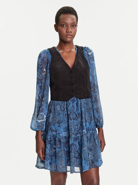 Desigual Sukienka codzienna Chaleco 25WWVW27 Niebieski Regular Fit. Niebieskie kombinezony Desigual, xs, bez wzorów, z syntetyku, bez kołnierzyka, bez ramiączek. Za 399,99 zł.