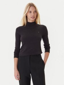Tommy Hilfiger Sweter WW0WW47462 Czarny Regular Fit. Czarne swetry klasyczne TOMMY HILFIGER, m, z syntetyku, bez kołnierzyka. Za 349,99 zł.