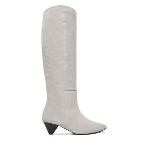 Kowbojki Badura. Szare buty zimowe Badura, bez obcasa, na słupku, bez zapięcia. Za 359,99 zł.