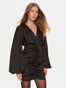 Eleh Sukienka koktajlowa E00199 Czarny Regular Fit. Czarne kombinezony Eleh, m, bez wzorów, z syntetyku, wizytowe, bez kołnierzyka, bez ramiączek. Za 509,99 zł.