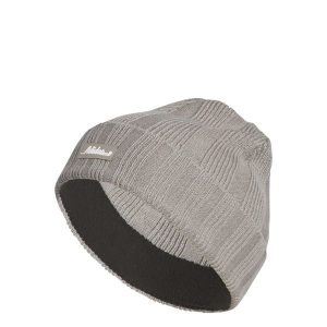 Czapka typu beanie z prążkowanej dzianiny. Brązowe czapki ADIDAS, bez wzorów, z dzianiny, sportowe. Za 129,00 zł.