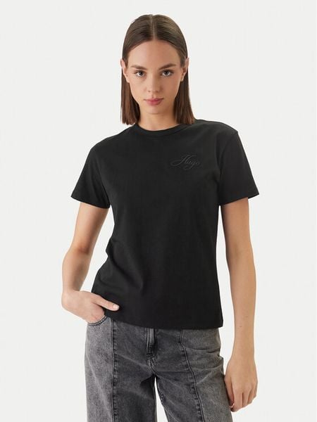 HUGO T-Shirt Damacia_7 50561233 Czarny Regular Fit. Czarne t-shirty Hugo, l, bez wzorów, z bawełny, bez kołnierzyka, bez ramiączek. Za 196,99 zł.