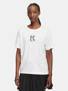 Karl Lagerfeld Jeans T-Shirt B3W17018 Biały Regular Fit. Białe t-shirty Karl Lagerfeld Jeans, m, bez wzorów, z bawełny, bez kołnierzyka, bez ramiączek. Za 219,99 zł.