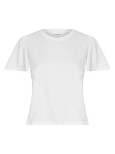 MOSS COPENHAGEN Koszulka w kolorze białym rozmiar: L/XL. Białe bluzki Moss Copenhagen, l, bez wzorów, z bawełny, bez kołnierzyka, bez ramiączek. Za 74,81 zł.