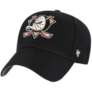 Czapka z daszkiem dla dorosłych 47 NHL Anaheim Ducks Cap. Czarne czapki 47 Brand, bez wzorów, z materiału, sportowe. Za 109,99 zł.