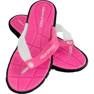 Japonki basenowe damskie Aqua Speed Bali. Czerwone klapki Aqua-Speed, bez wzorów, bez obcasa. Za 36,99 zł.