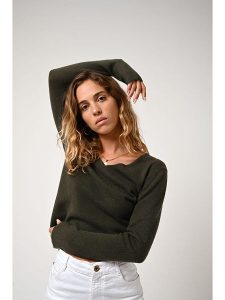 AUTHENTIC CASHMERE Kaszmirowy sweter "Galise" w kolorze khaki rozmiar: M. Brązowe swetry oversize AUTHENTIC CASHMERE, m, bez wzorów, z kaszmiru, bez ramiączek. Za 333,03 zł.