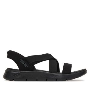 Sandały Skechers. Czarne sandały Skechers, bez wzorów, bez obcasa, na płaskiej podeszwie, bez zapięcia. Za 319,99 zł.