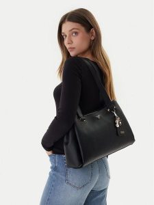 Guess Torebka Evie HWBG96 64220 Czarny. Czarne torebki klasyczne Guess, z aplikacjami, ze skóry, bez dodatków. Za 659,99 zł.