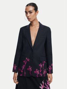Desigual Marynarka 25SWEWX1 Czarny Regular Fit. Czarne marynarki i żakiety Desigual, l, bez wzorów, z bawełny. Za 359,99 zł.