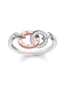Thomas Sabo Srebrny pierścionek z cyrkoniami rozmiar: 54. Szare pierścionki Thomas Sabo, z cyrkonią, srebrne. Za 383,03 zł.