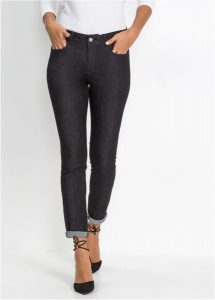 Dżinsy Skinny mid waist. Czarne jeansy bonprix, bez wzorów, z jeansu. Za 114,99 zł.