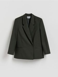 Marynarka z wełną - zielony. Zielone marynarki i żakiety Reserved, l, bez wzorów, z tkaniny. Za 329,99 zł.