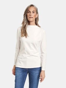 Gerry Weber Koszulka w kolorze kremowym rozmiar: 44. Brązowe bluzki Gerry Weber, bez wzorów, bez kołnierzyka, bez ramiączek. Za 100,99 zł.
