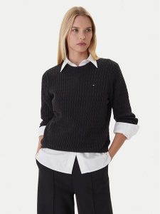 Tommy Hilfiger Sweter Fine WW0WW44993 Czarny Regular Fit. Czarne swetry klasyczne TOMMY HILFIGER, xl, z bawełny, bez kołnierzyka. Za 559,99 zł.