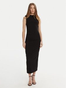 Marella Sukienka codzienna Nef 2513621061 Czarny Slim Fit. Czarne sukienki Marella, na co dzień, l, bez wzorów, z wiskozy, bez kołnierzyka, bez ramiączek, proste. Za 539,99 zł.