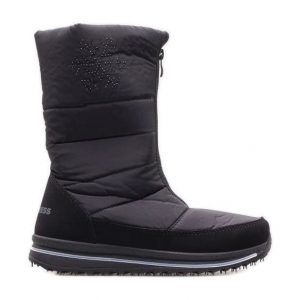 Buty Progress W PROGJ-22-130 czarne. Czarne buty zimowe z materiału, bez obcasa, bez zapięcia. Za 258,25 zł.