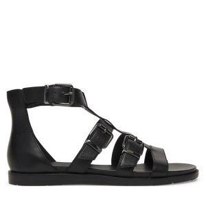 Sandały Tamaris. Czarne sandały Tamaris, bez wzorów, bez obcasa, na płaskiej podeszwie, bez zapięcia. Za 369,99 zł.