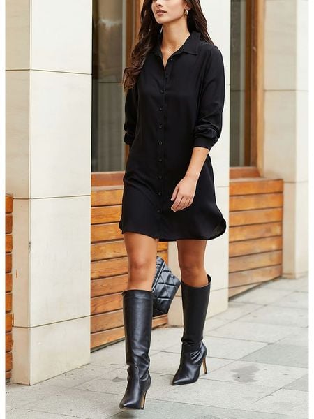 Milan Kiss Sukienka koszulowa w kolorze czarnym rozmiar: L. Czarne sukienki Milan Kiss, na co dzień, l, bez wzorów, z wiskozy, bez kołnierzyka, bez ramiączek, mini, koszulowe. Za 172,08 zł.