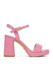 DeeZee Sandały CEO-SS22-049 Różowy. Czerwone sandały DeeZee, bez wzorów, z materiału, bez obcasa, na słupku, bez zapięcia. Za 159,99 zł.