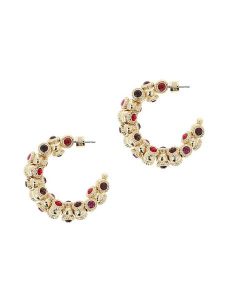 Otazu Pozłacane kolczyki-półkreole z kryształami Swarovski rozmiar: onesize. Czerwone kolczyki Otazu, z kryształem, pozłacane. Za 156,61 zł.