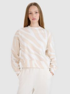 4F Bluza dresowa nierozpinana bez kaptura damska - biała XL. Białe bluzy 4f, s, bez wzorów, z bawełny, bez kaptura. W wyprzedaży za 99,99 zł.
