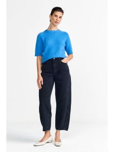 Rich & Royal Dzianinowa bluzka w kolorze niebieskim rozmiar: XS. Niebieskie bluzki Rich & Royal, xs, bez wzorów, z dzianiny, bez kołnierzyka, bez ramiączek. Za 230,99 zł.