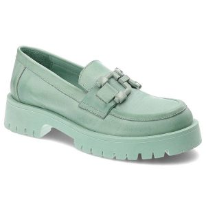 Zielone Mokasyny Venezia Stylowe Buty Damskie. Zielone półbuty Venezia, na wiosnę, bez wzorów, ze skóry, bez obcasa, na płaskiej podeszwie, bez zapięcia. Za 382,99 zł.