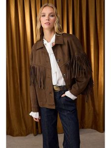 Trendyol Kurtka koszulowa w kolorze brązowym rozmiar: L. Brązowe kurtki Trendyol, l, bez wzorów, bez kaptura. Za 139,87 zł.