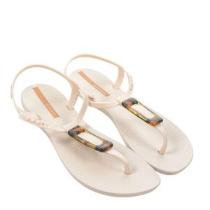 Japonki basenowe damskie Ipanema Class Charm. Brązowe klapki Ipanema, z aplikacjami, z materiału, bez obcasa. Za 48,45 zł.