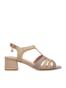 Lasocki Sandały CEO-25F575-1 Beżowy. Brązowe sandały Lasocki, bez wzorów, ze skóry, bez obcasa, na słupku, bez zapięcia. Za 199,99 zł.