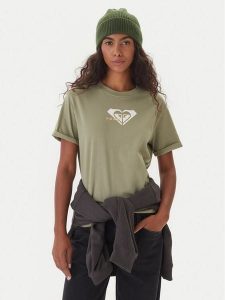 Roxy T-Shirt Oceanregular ERJZT06078 Zielony Regular Fit. Zielone t-shirty Roxy, xl, bez wzorów, z bawełny, bez kołnierzyka, bez ramiączek. Za 89,99 zł.