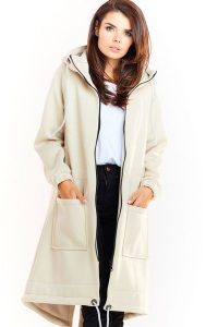 Ciepła długa bluza damska jak parka bawełna premium beż. Bluzy Infinite You, l, bez wzorów, z bawełny, z kapturem. Za 319,00 zł.