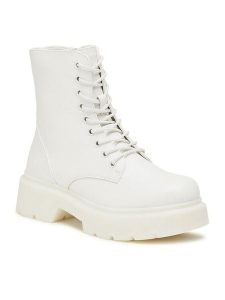 Jenny Fairy Trapery H21B1003-6 Biały. Białe buty zimowe Jenny Fairy, ze skóry, bez obcasa, bez zapięcia. Za 159,99 zł.