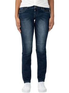 Timezone Dżinsy "Tahila" - Slim fit - w kolorze granatowym rozmiar: W27/L30. Niebieskie jeansy Timezone, z aplikacjami. Za 127,35 zł.