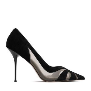 Szpilki Eva Minge. Czarne szpilki Eva Minge, bez wzorów, bez obcasa. Za 429,99 zł.