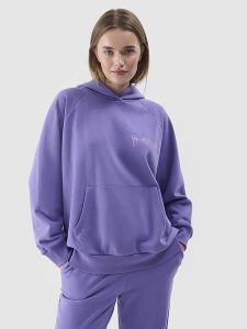 4F Bluza w kolorze fioletowym rozmiar: L. Różowe bluzy 4f, l, bez wzorów, z kapturem. Za 74,63 zł.