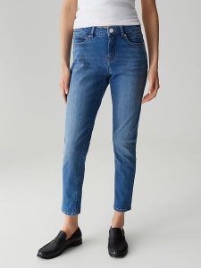 OPUS Dżinsy "Enja" - Skinny fit - w kolorze niebieskim rozmiar: 40/L28. Niebieskie jeansy Opus, z aplikacjami, ze skóry. Za 198,95 zł.