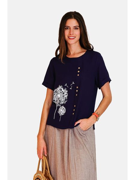 Le Jardin du Lin Koszulka w kolorze granatowym rozmiar: 42. Niebieskie bluzki Le jardin du lin, bez wzorów, klasyczne, bez kołnierzyka, bez ramiączek. Za 104,64 zł.