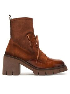 Hispanitas Trzewiki HI254281 Brązowy. Brązowe botki Hispanitas, bez wzorów, ze skóry, bez obcasa, na słupku, bez zapięcia. Za 559,99 zł.