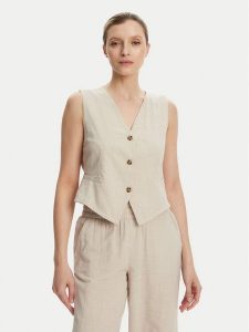 Vero Moda Kamizelka Caia 10333795 Beżowy Regular Fit. Brązowe kamizelki Vero Moda, xs, bez wzorów, z bawełny, bez kołnierzyka, bez ramiączek, bez kaptura. Za 69,99 zł.