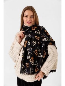 Lucky Bees Szal w kolorze czarno-pomarańczowym - 180 x 80 cm rozmiar: onesize. Czarne szaliki Lucky Bees, bez wzorów, z bawełny. Za 139,20 zł.