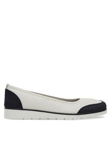 Clara Barson Baleriny WYL3650-1 Biały. Białe balerinki Clara Barson, bez wzorów, ze skóry, bez obcasa, bez zapięcia. Za 79,99 zł.